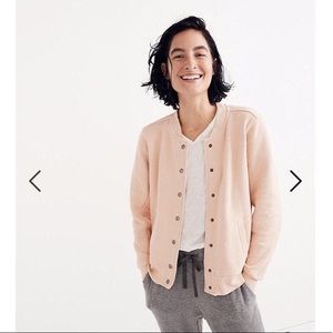 Madewell Miles olive knit bomber jacket sweater